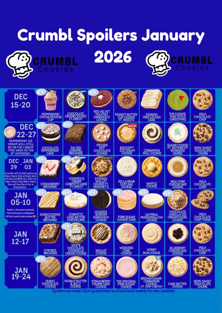 Crumbl Cookie Spoiler January 2026 | Upcoming New Flavors 1 Crumbl Cookie Spoiler January 2026