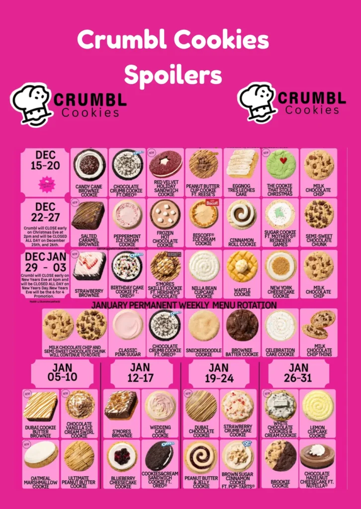Crumbl Cookies Spoilers Jan 2026 | Upcoming Weekly Flavors 1 Crumbl Cookies Spoilers