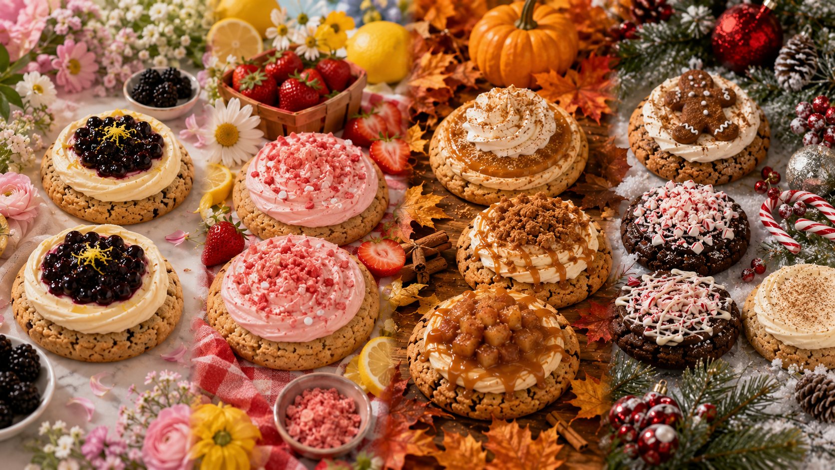 Crumbl Cookies Inspired by Spring Summer Fall and Winter